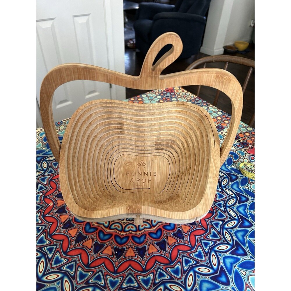 Bonnie & Pop Collapsible Wooden Fruit Bowl, Cutting Board, Trivet, Apple Shaped
